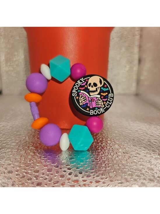 homemade Other - Silicone Tumbler Charms "Spooky Book Club" Teal, Pink & Purple